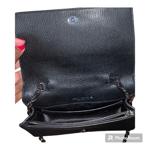 Henri Bendel Crossbody Studded Flower Bag Black Leather 8X5 Inches Casual - Picture 14 of 15